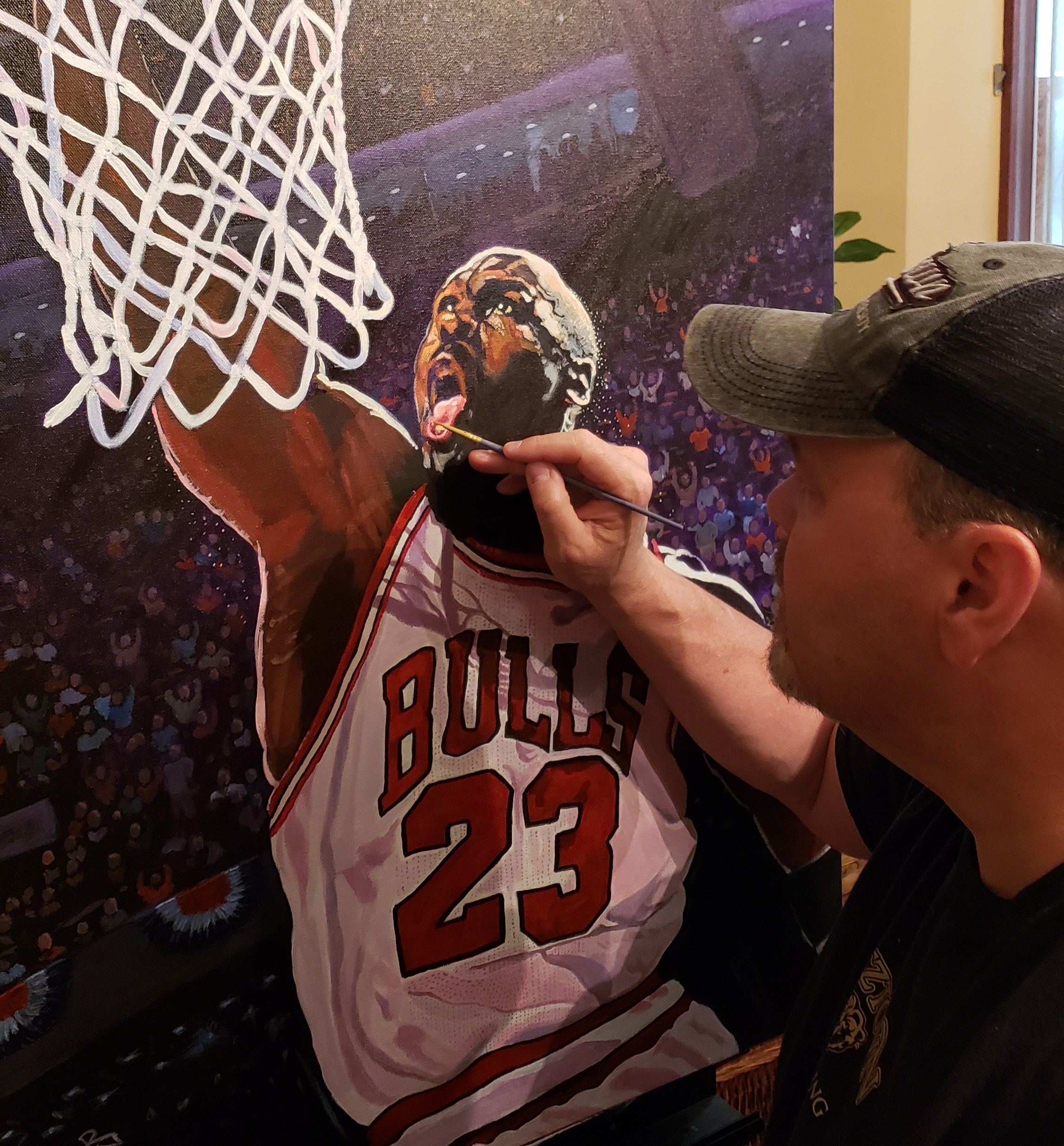 Artist Edgar Brown painting Michael Jordan