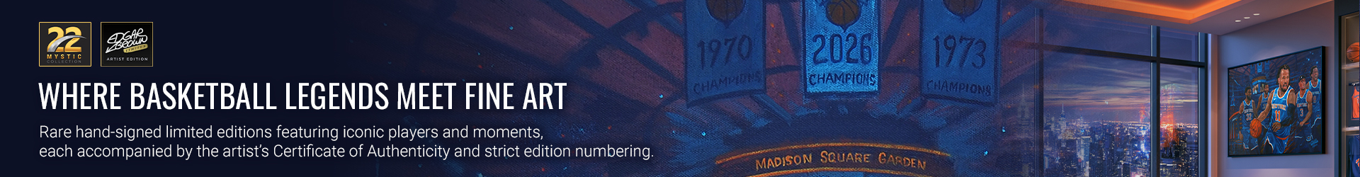 Edgar J. Brown 22 Mystic Collection — where basketball legends meet fine art; rare hand-signed limited edition basketball fine art with Certificate of Authenticity