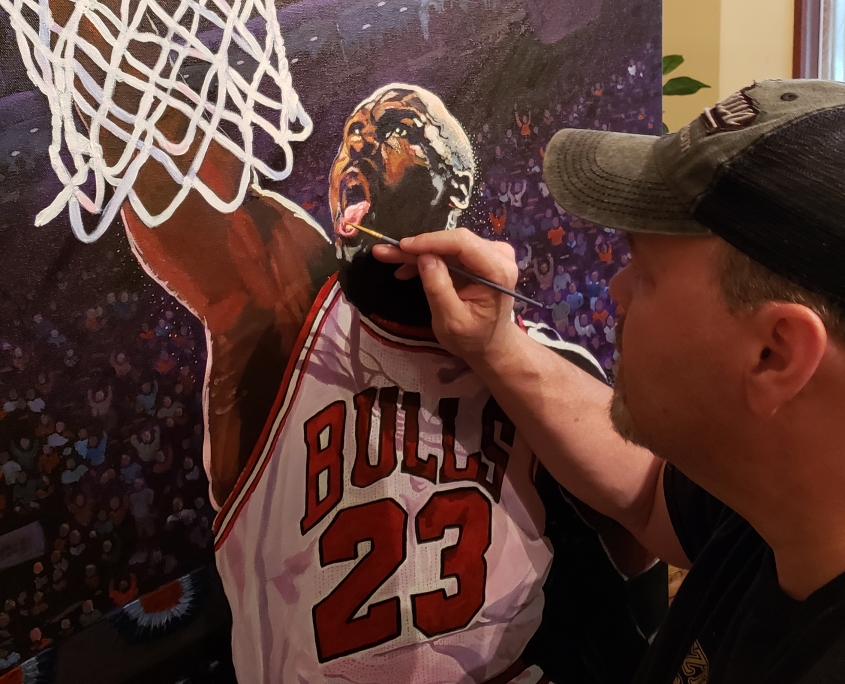 Artist Edgar Brown Painting Michael Jordan