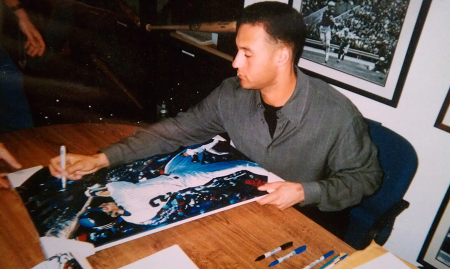 Derek Jeter Autographing Painting