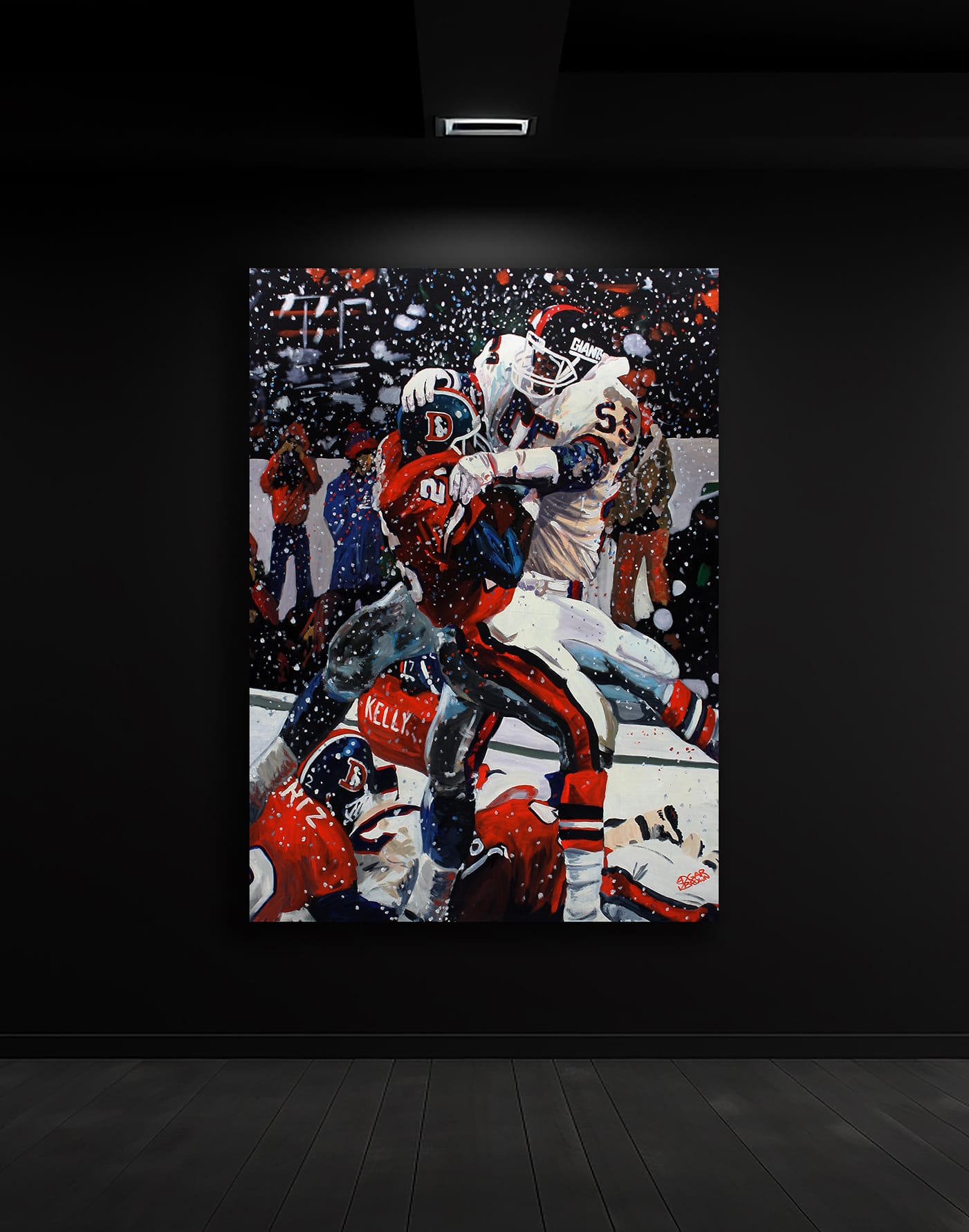 Snowed Inn NY Giants Gary Reasons #55 Original Painting