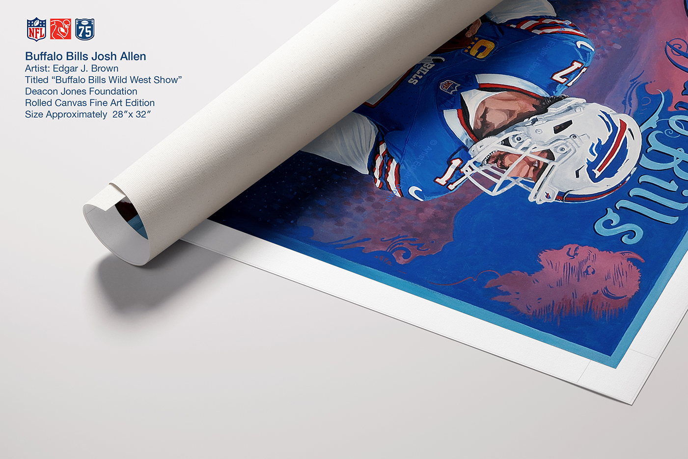 Josh Allen Buffalo Bills rolled fine art canvas example