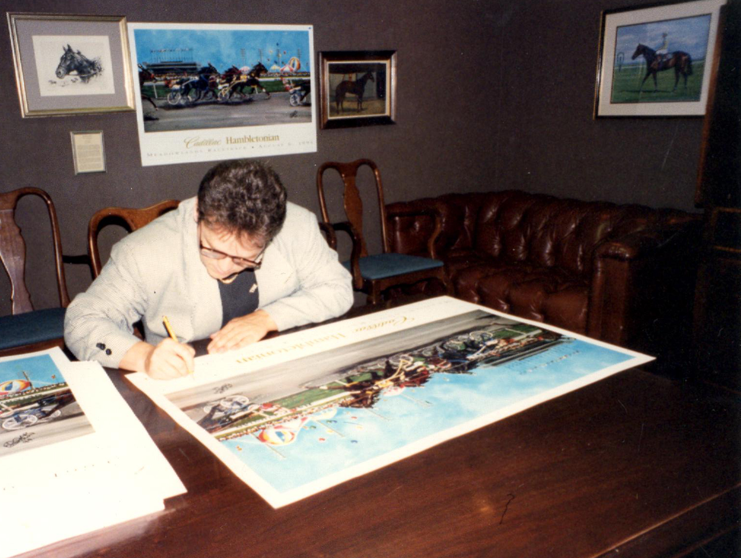 Signing the Cadillac Hambletonian Commemorative Art 1994